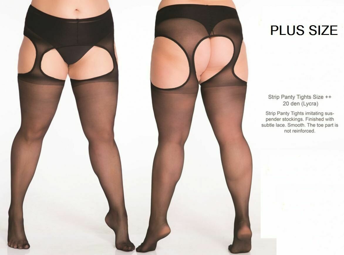MOCK SUSPENDER STOCKINGS TIGHTS  STRIP PANTY PLUS SIZE