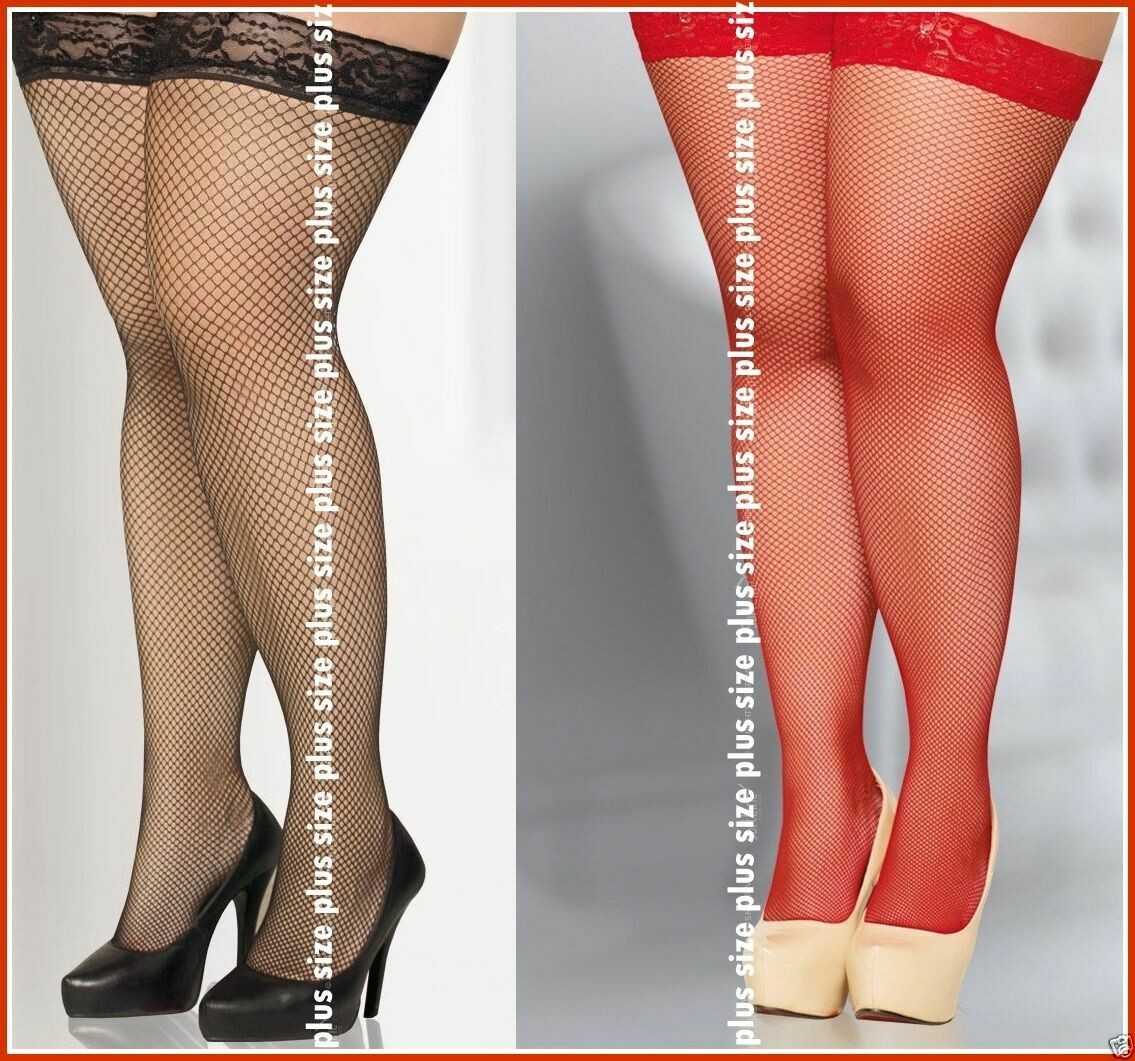 fishnet Hold-Ups Stockings  plus size