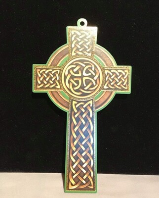 Celtic cross. Painted. Wooden.