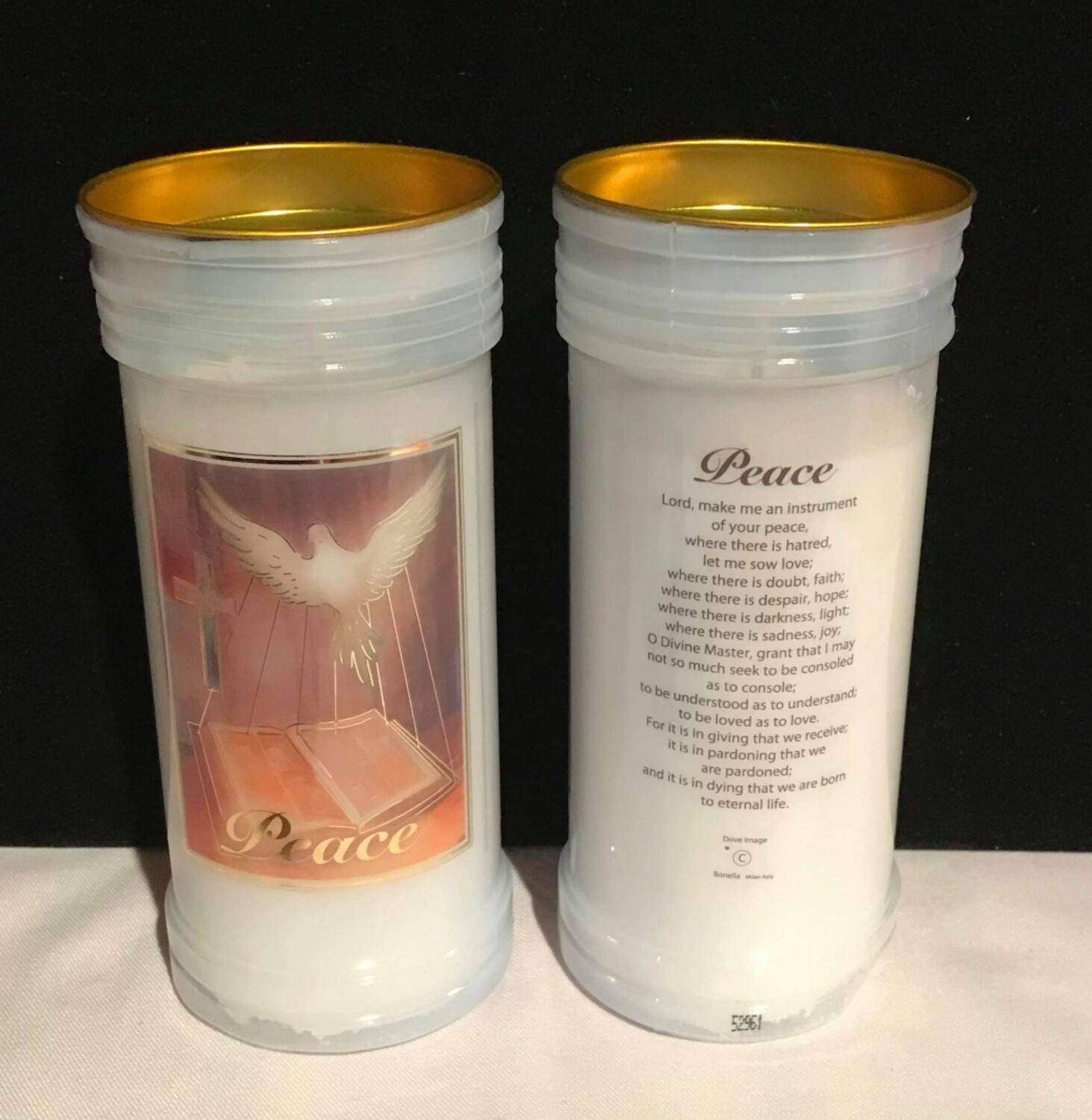 Peace dove pillar candle