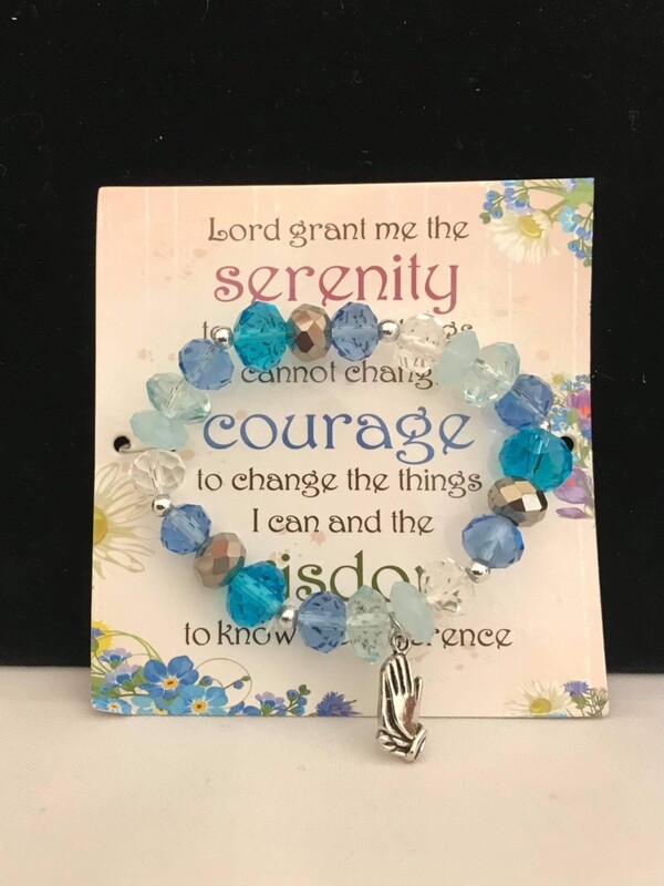 'Serenity, courage, wisdom' glass bracelet