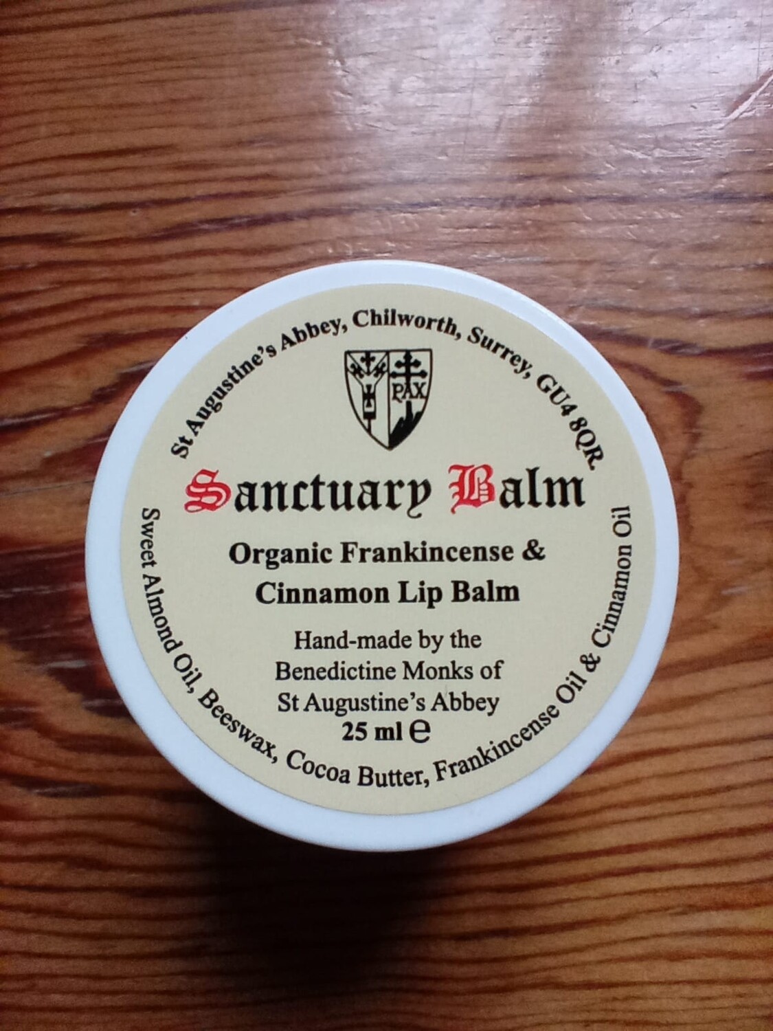 25ml Sanctuary Organic Frankincense & Cinnamon Beeswax Lip Balm