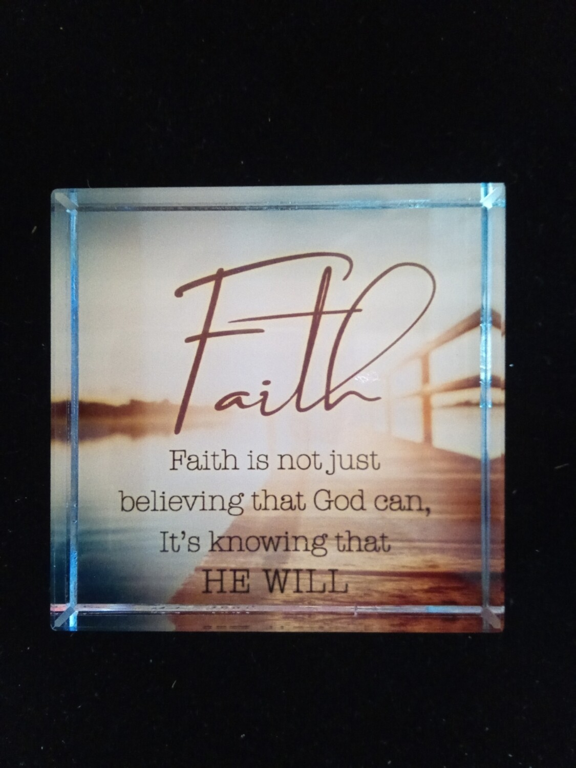 'Faith' Glass Block Paperweight