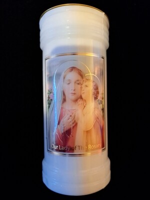 Our Lady of the Rosary Pillar Candle
