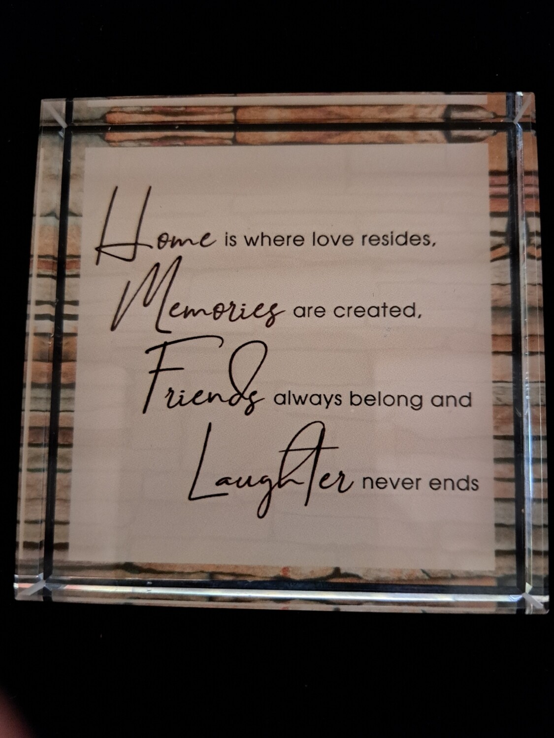 Crystal Block 'Home' Paperweight