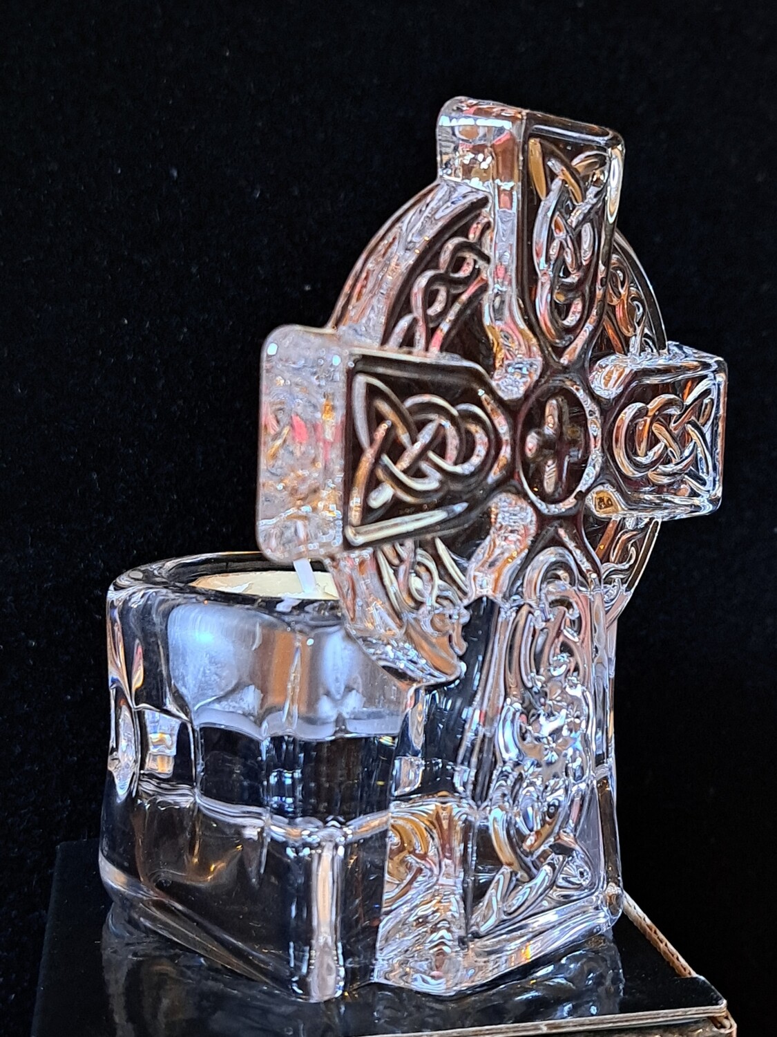 Celtic Cross Glass Votive Light Holder