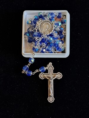 Blue Capped Glass Rosary