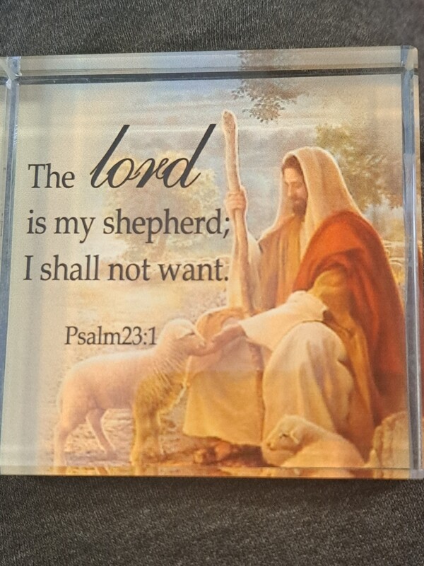 Crystal Block Good Shepherd paperweight
