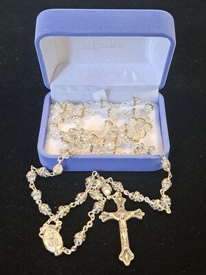 Glass Rosary with Crystal Ring