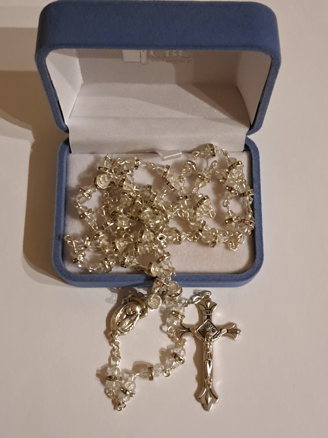 Glass Rosary, Crystal with Crystal ring