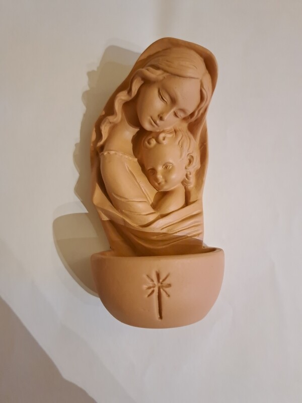 Maddona and Child Holy Water Font. 5"
