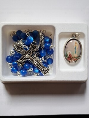 Blue Rosary in Acrylic with Lourdes Medal