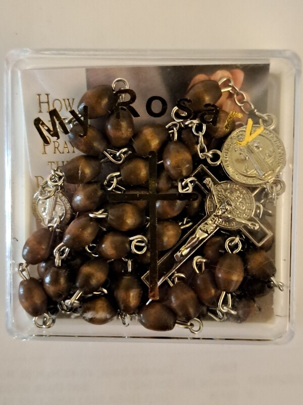 St Benedict Brown Wood Rosary