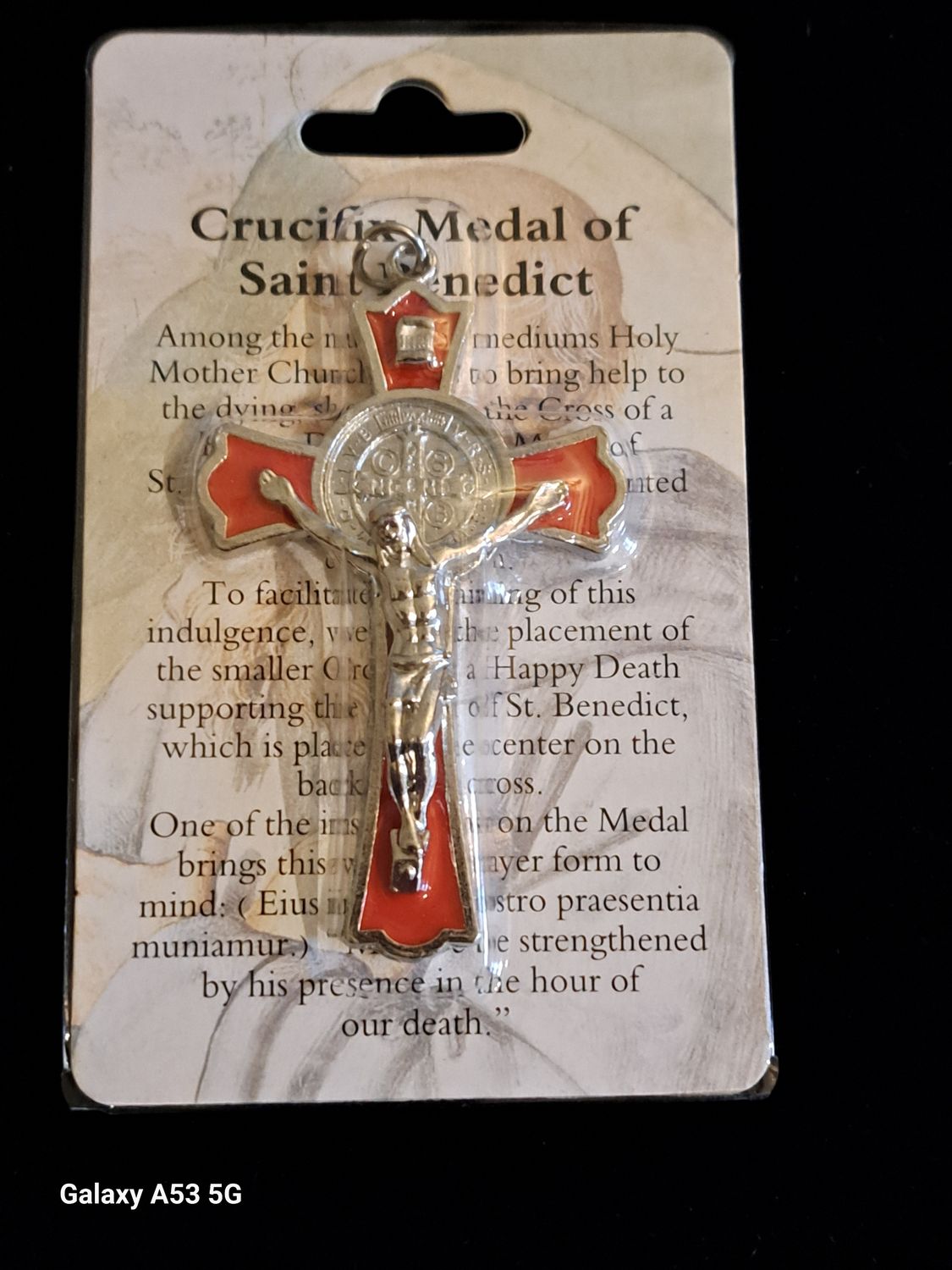 Metal Red Enamel St Benedict Cross.