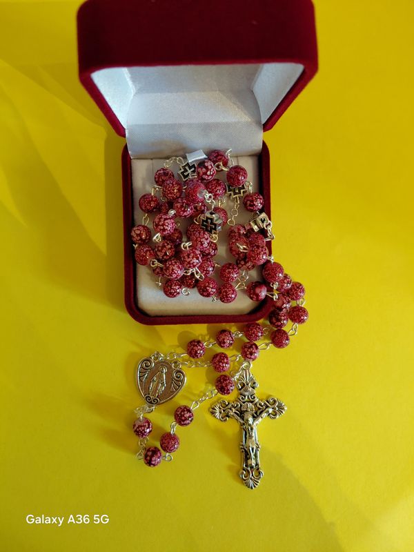 Red Two-tone Glass Rosary