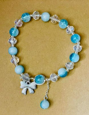 Pale Blue and Lilac Sri Lankan Bracelet. 