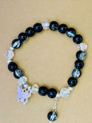 Black and Crystal Sri Lankan Bracelet
