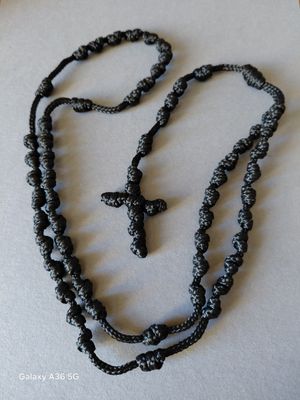 Hand-made Black Corded Rosary: Large