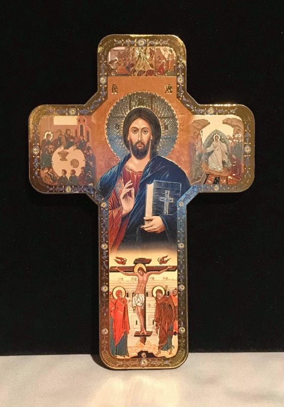 Teaching Christ wooden icon cross Teaching Christ wooden icon cross