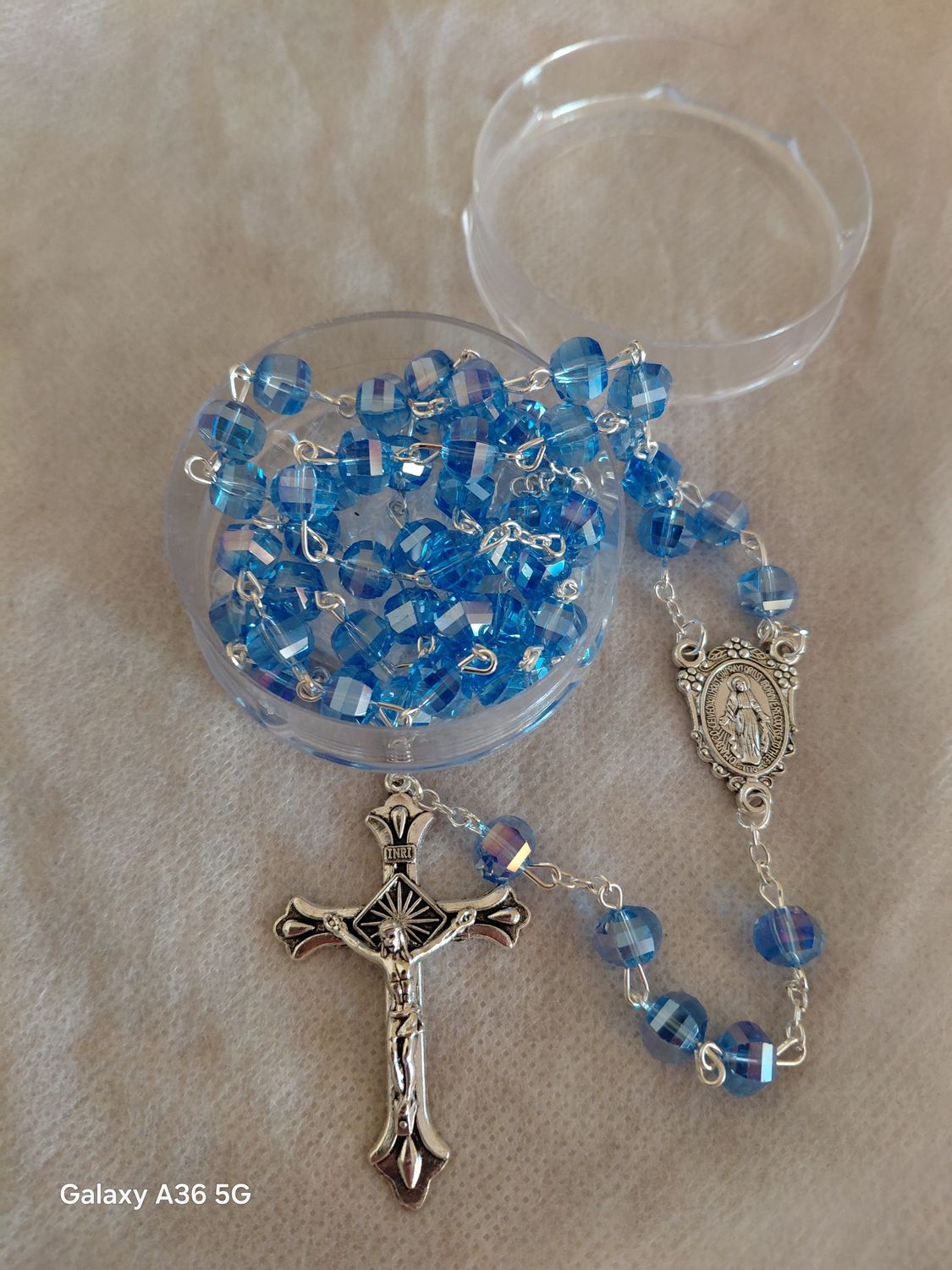 Blue Faceted Rosary