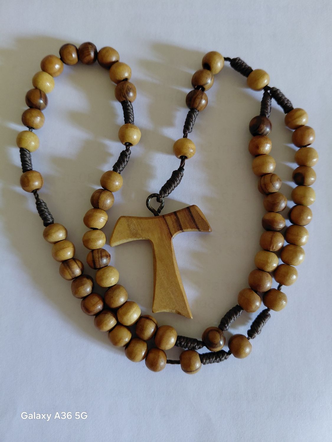 Wooden Rosary with Tau Cross