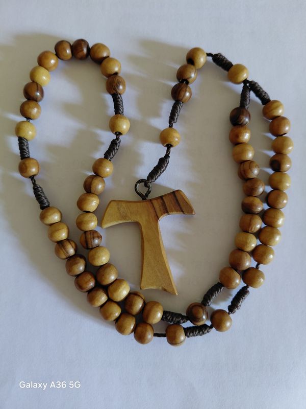 Wooden Rosary with Tau Cross