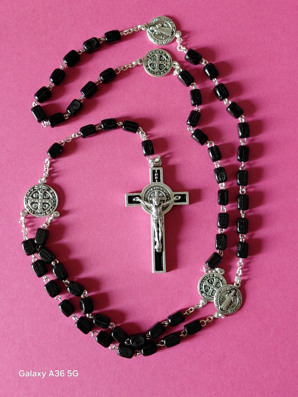 St Benedict Black Wood Rosary