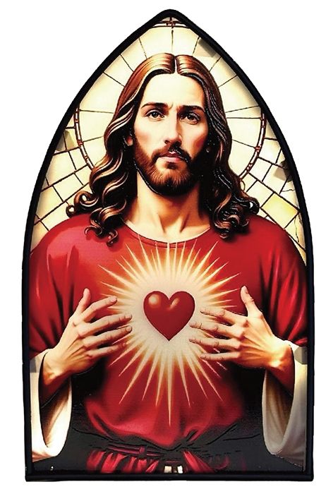 Illuminated Metal Plaque of the Sacred Heart
