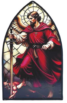 Illuminated St Michael Metal Plaque.