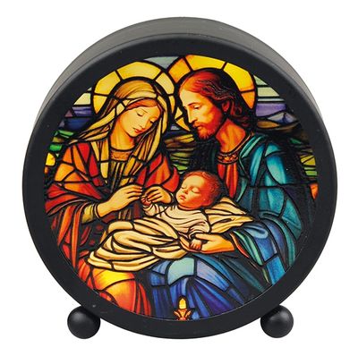 Illuminated Nativity Metal Plaque
