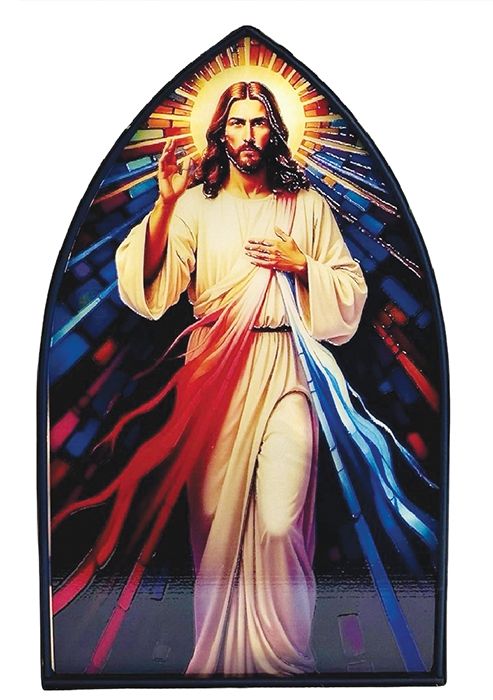 Illuminated Metal Plaque of the Divine Mercy