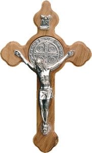 Olive Wood Hanging St Benedict Crucifix Olive Wood Hanging St Benedict Crucifix