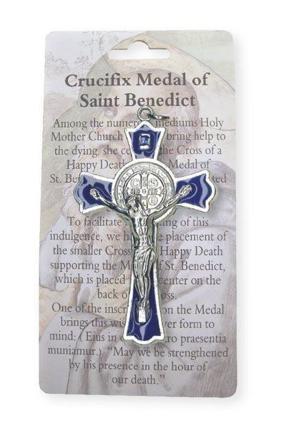 Metal Blue Enamel St Benedict Crucifix Metal Blue Enamel St Benedict Crucifix
