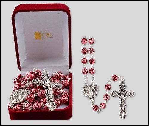 Red Two-tone Glass Rosary Red Two-tone Glass Rosary
