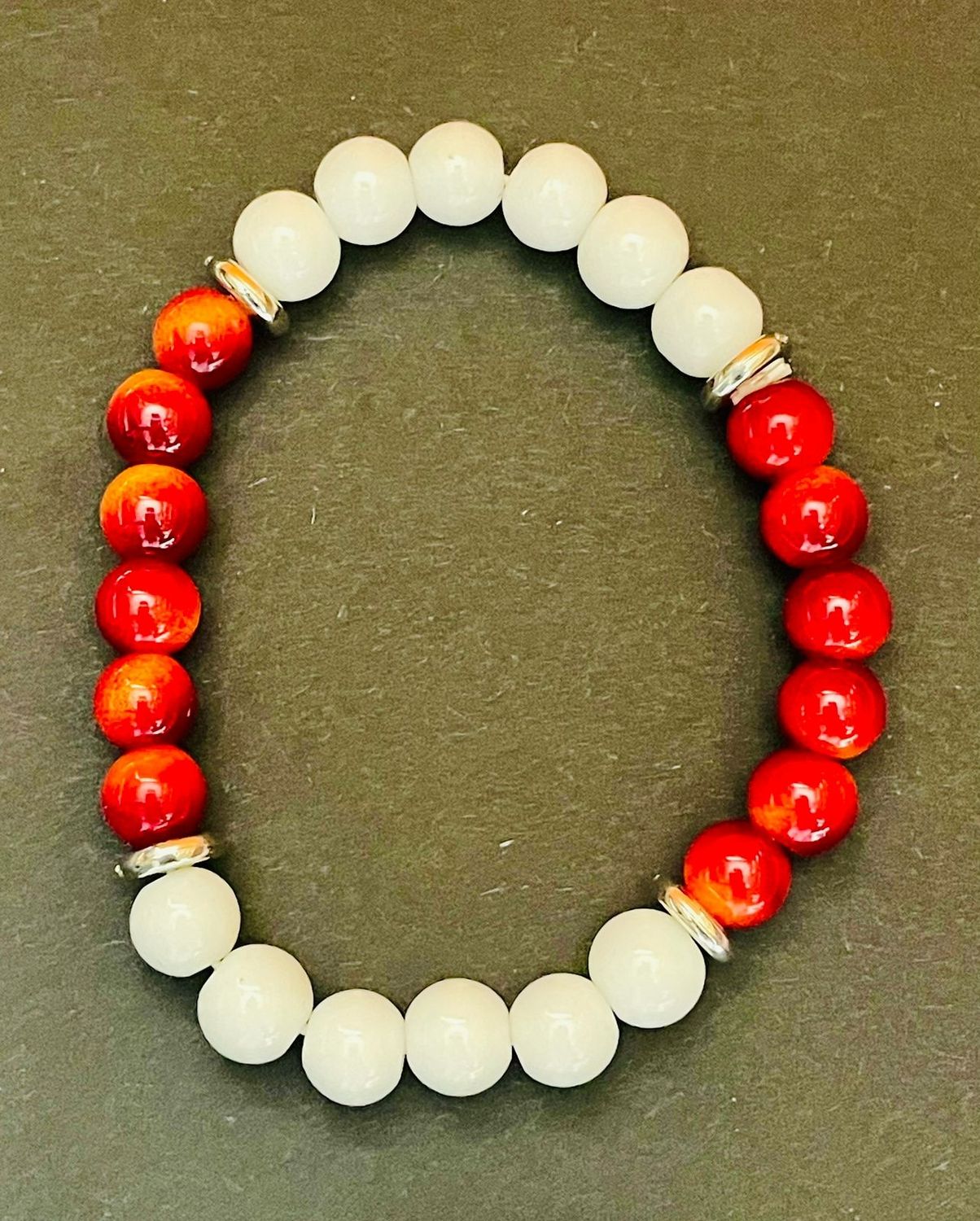 Rust Red and White Sri Lankan Bracelet