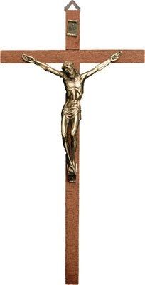 Wood Crucifix 8 inch/Brass Corpus