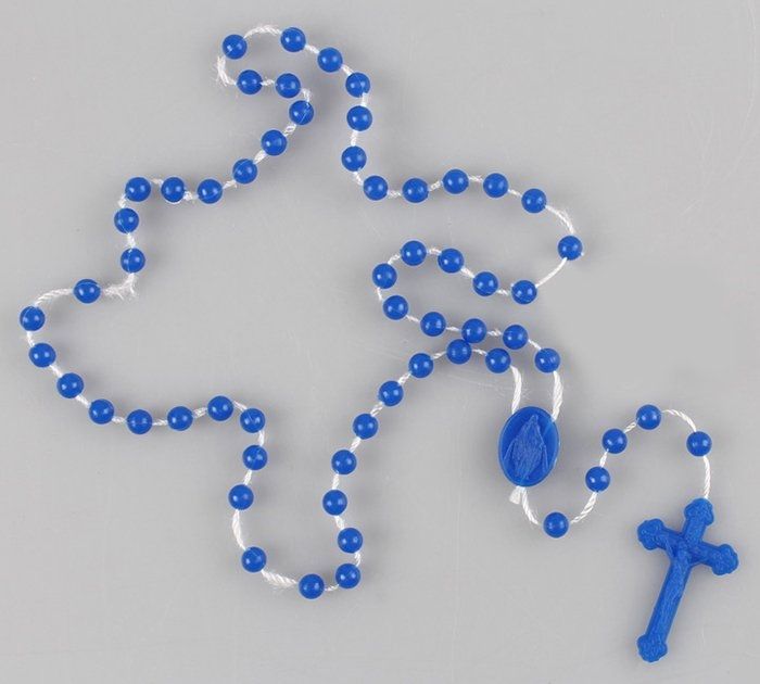 Corded Rosary in Plastic - Dark Blue