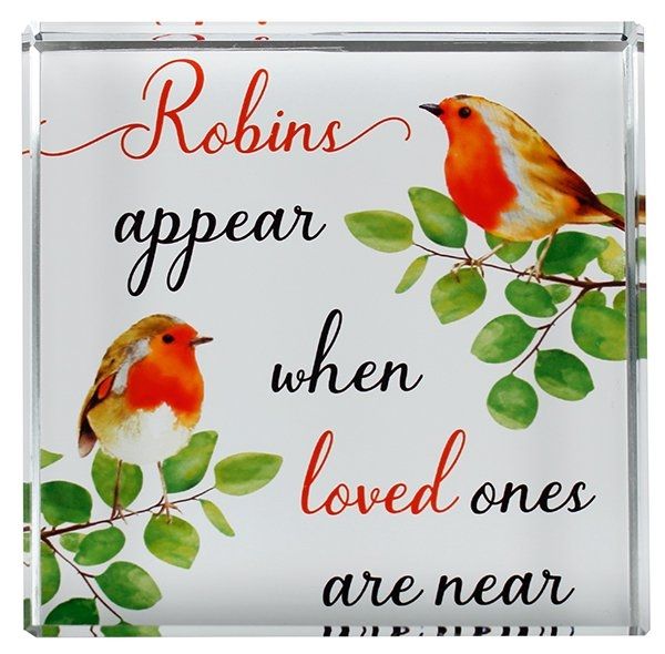 Robin Near You Glass Block Paperweight Robin Near You Glass Block Paperweight