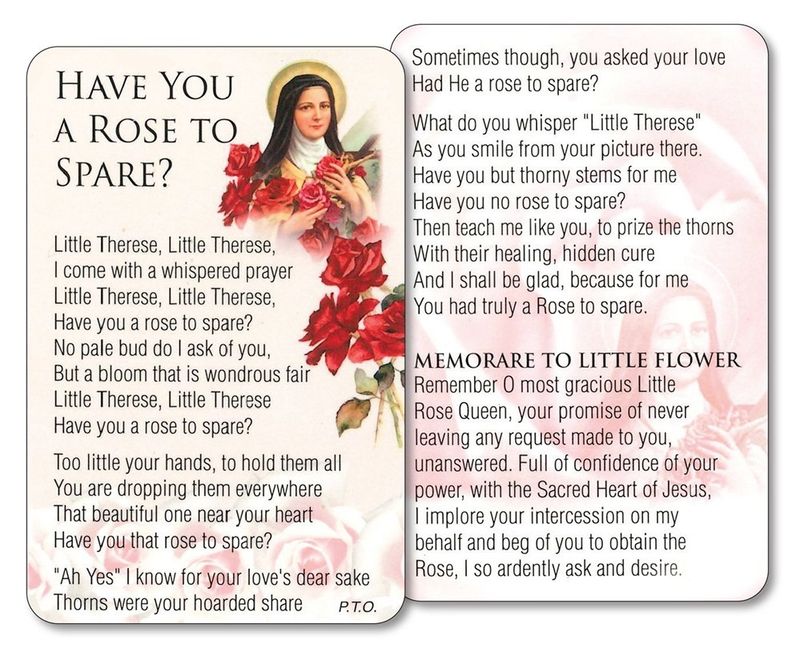 Laminated Prayer Card: St Therese