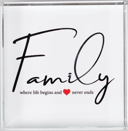 'Family' Glass Block Paperweight