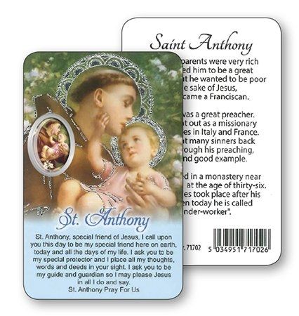 St Anthony Laminated Prayer Card St Anthony Laminated Prayer Card