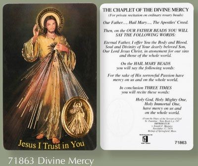 Divine Mercy Laminated Prayer Card