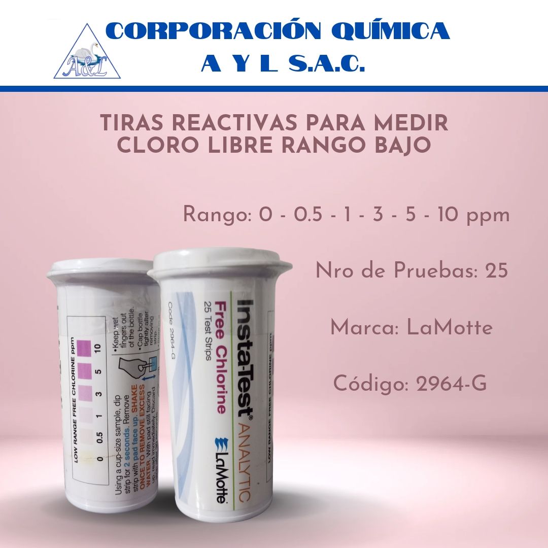 Tiras Reactivas para medir cloro libre rango bajo