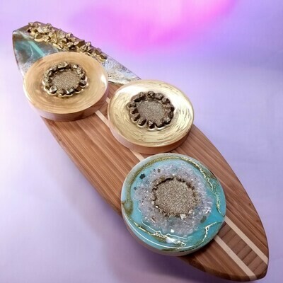 Resin Cheese Board with 3 Candle Holders