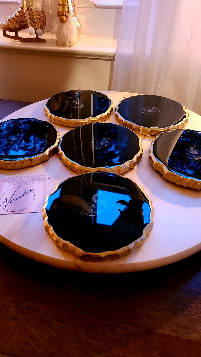 Black And Gold Sexy Luxury Set Of Resin Coasters