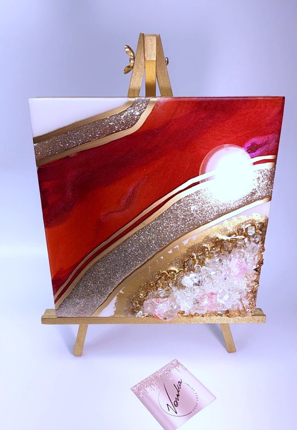 Red and gold  Geode Art