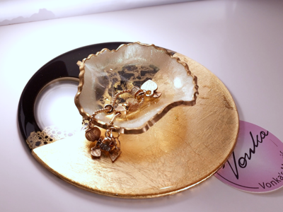 Black And Gold Jewelry Trinket Bowl Black And Gold Jewelry Trinket Bowl