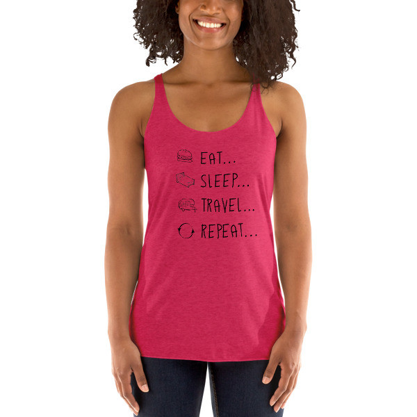 Eat... Sleep... Travel... Repeat...   Racerback Tank