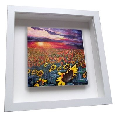 Sun on Sunflowers - Framed Ceramic Tile
