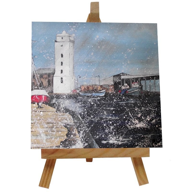 Low lights Ceramic tile with easel